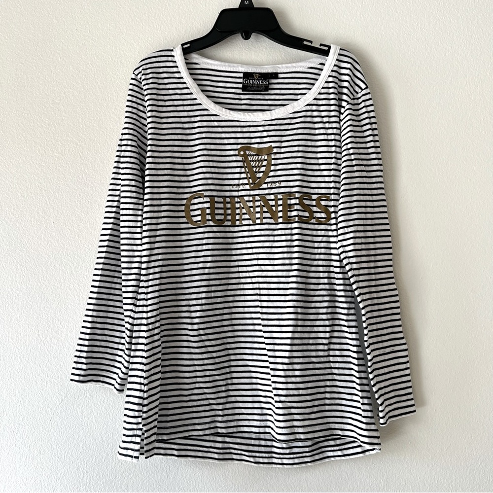 Striped Ladies Guinness Beer long sleeve Tee Shirt Sz L‎